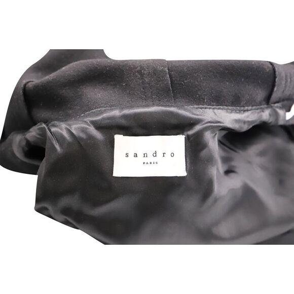 Sandro Paris Hooded Wool Blend Coat Men black Parkas - Picture 4 of 6